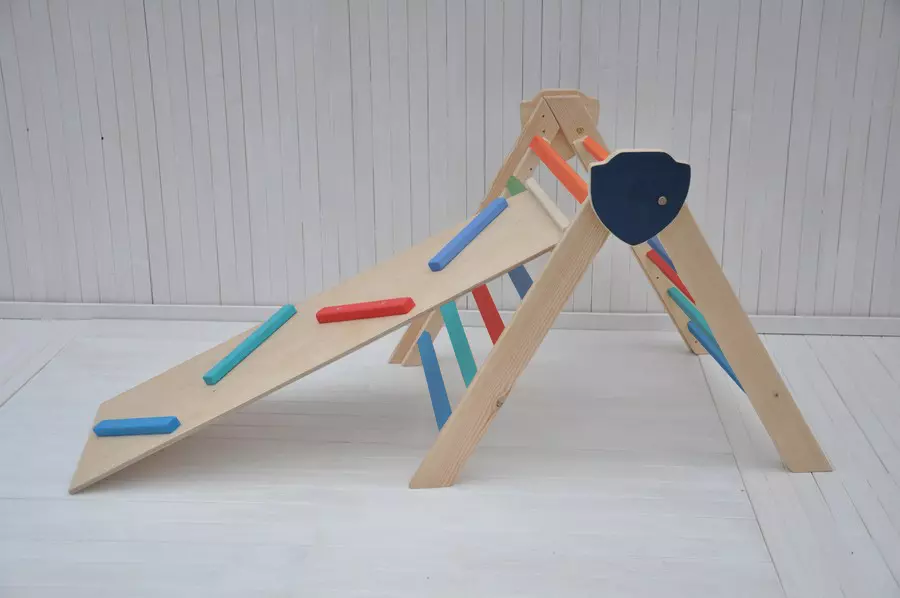 Klimrek Barin Toys Color Splash Champion speelgoed met hout glijbaan voor peuters en baby's vanaf 6 maanden, groot en praktische verjaardagscadeau voor jongetje 1 jaar - 2 yaar - alleen bij de directe winkel van Barin Toys nl.