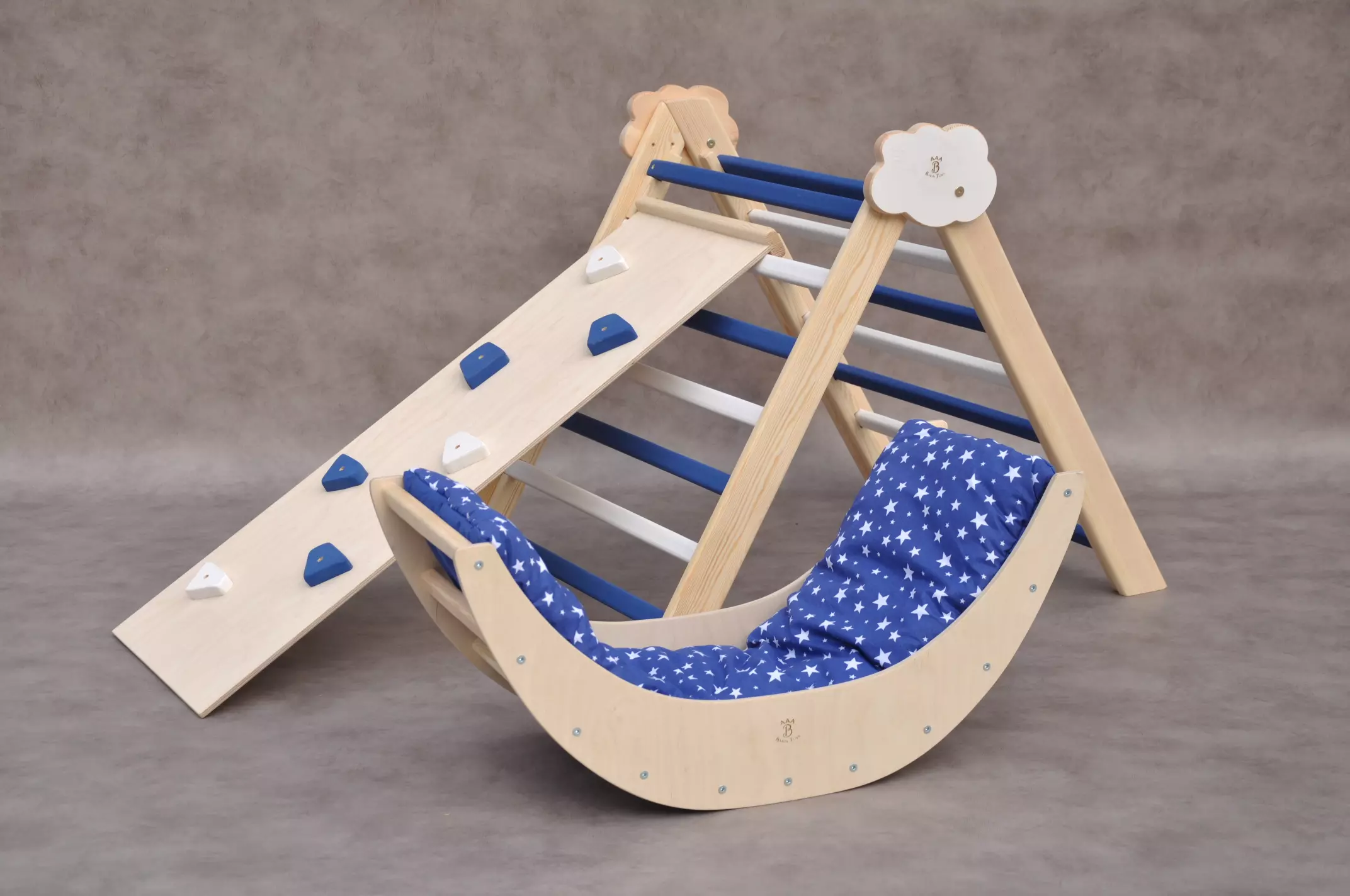 Houten speelgoed Wolk Marien Montessori klimtoestel - leuk cadeau en open ended speelgoed (kerst kado, sinterklaas cadeau of verjaardagscadeau) voor 2 - 3 jarige jongens.
