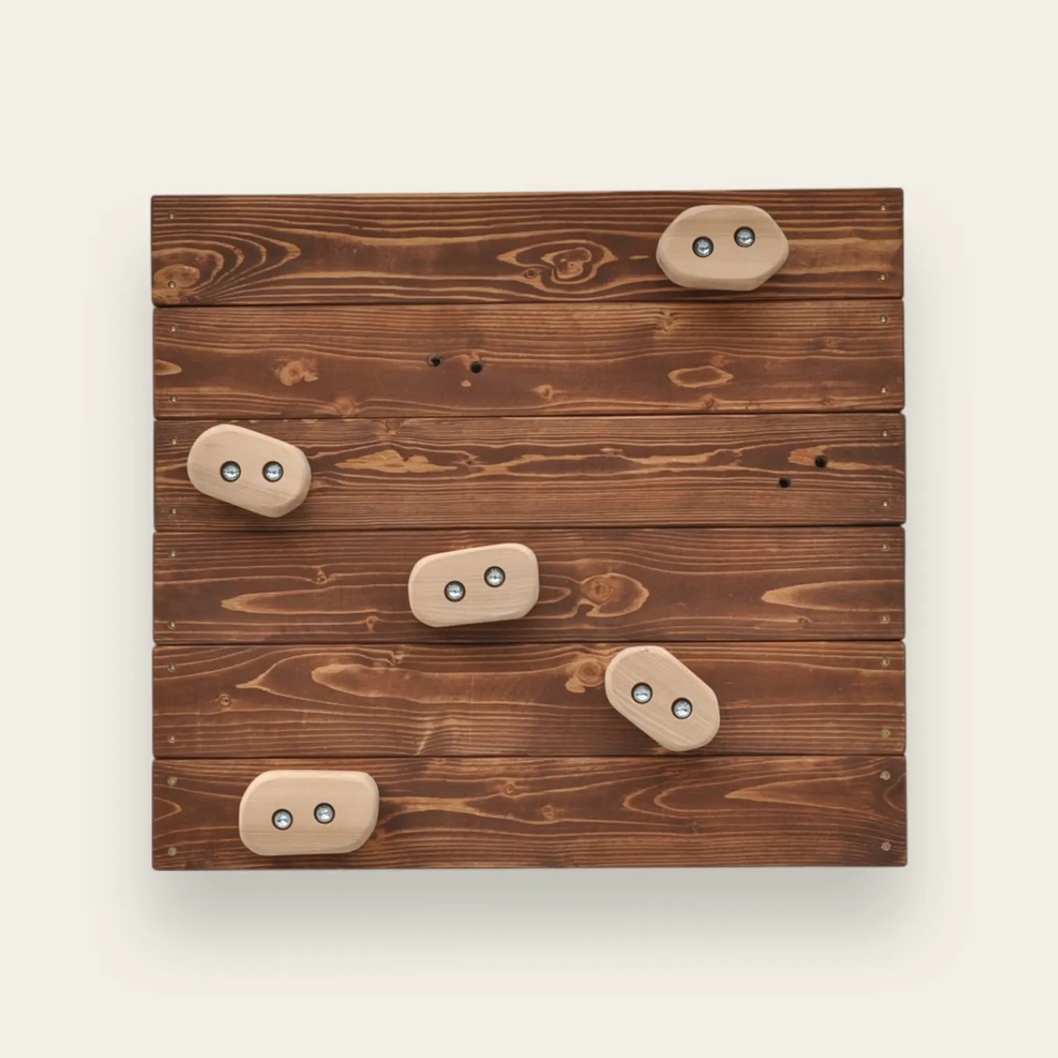 Houten klimwand buiten essenhout klimgrepen — lijnzaadolie donker paneel naturel essen 4,5 cm massief hardhout EN 12572 — Barin Toys