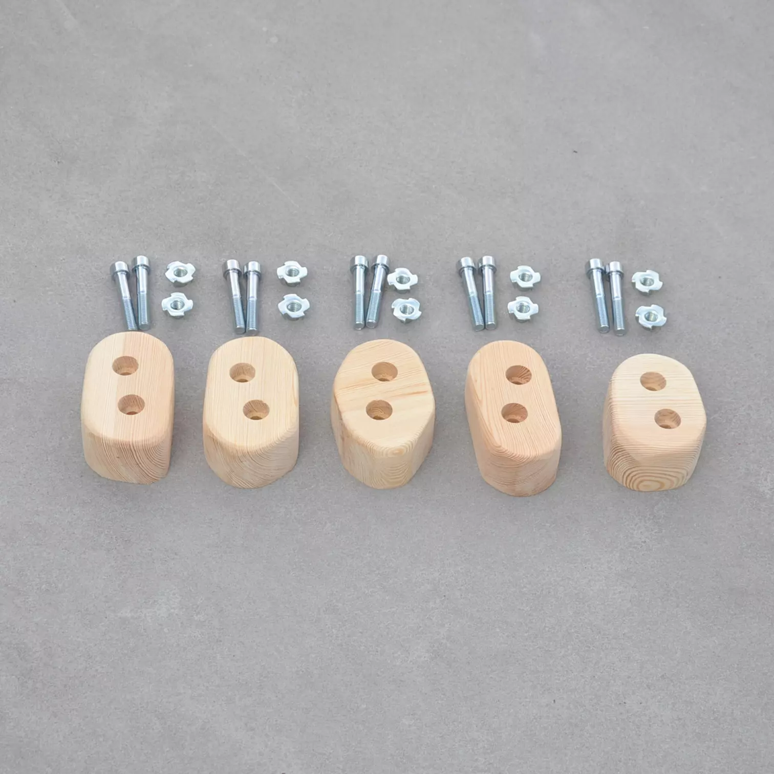 Klimgrepen hout naturel grenen onbehandeld set — massief grenen geen verf eco duurzaam kinderkamer, 2×M10 EN 12572 — Barin Toys
